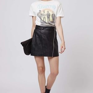 Faux Leather Biker Mini Skirt